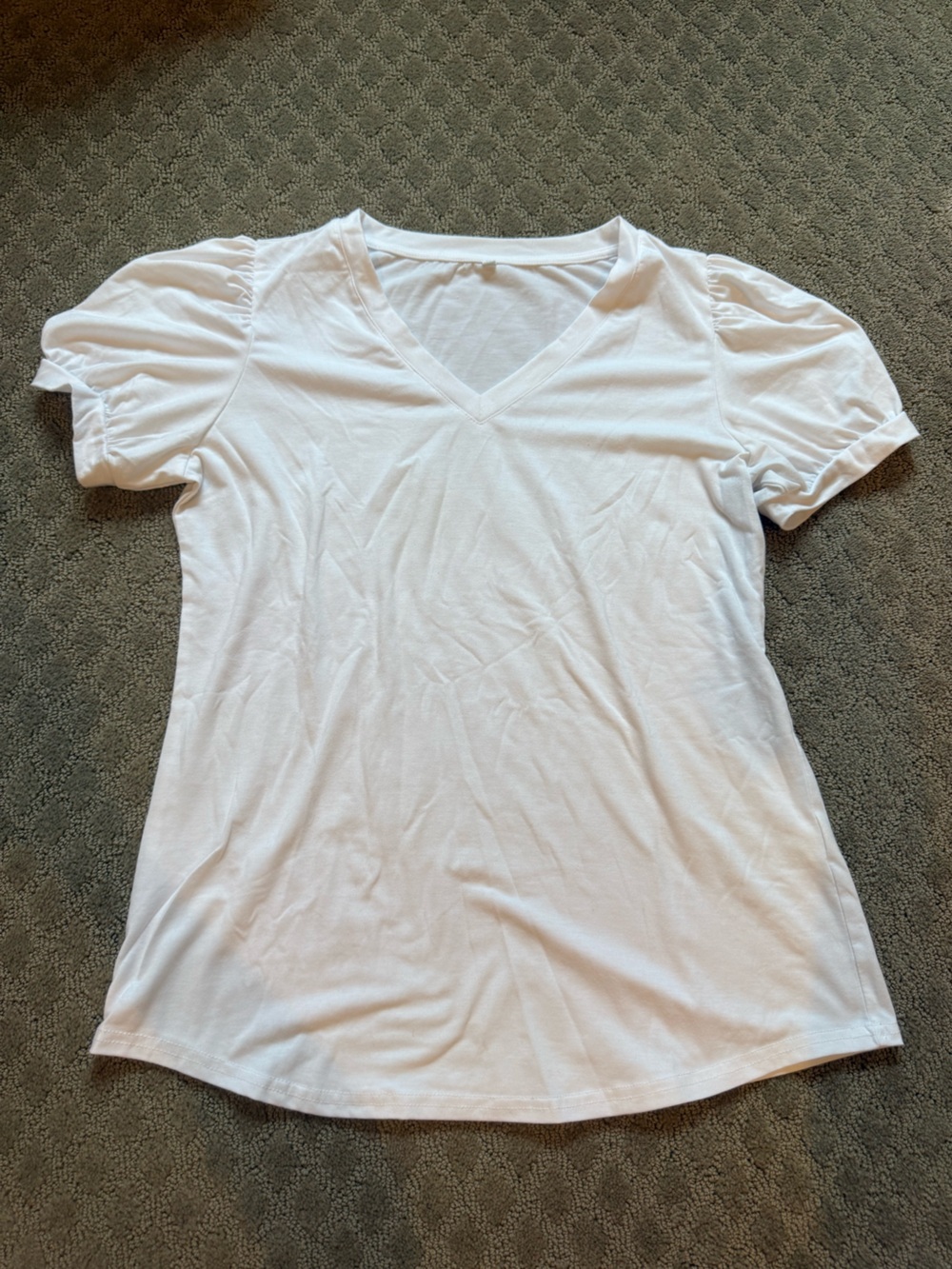 Classic Women's V-Neck Short Sleeve Blouse - White